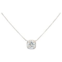 Chaîne en or blanc 14k certifiée GIA avec diamant naturel de taille ronde et brillante de 1,50ct
