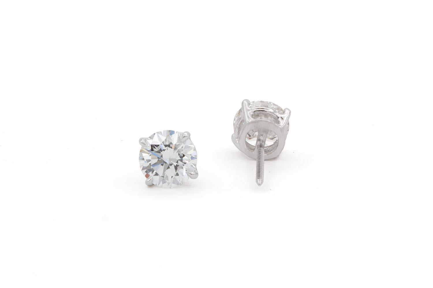 GIA Certified 14K White Gold & Diamond Stud Earrings 1.60ctw Screw Backings For Sale 4