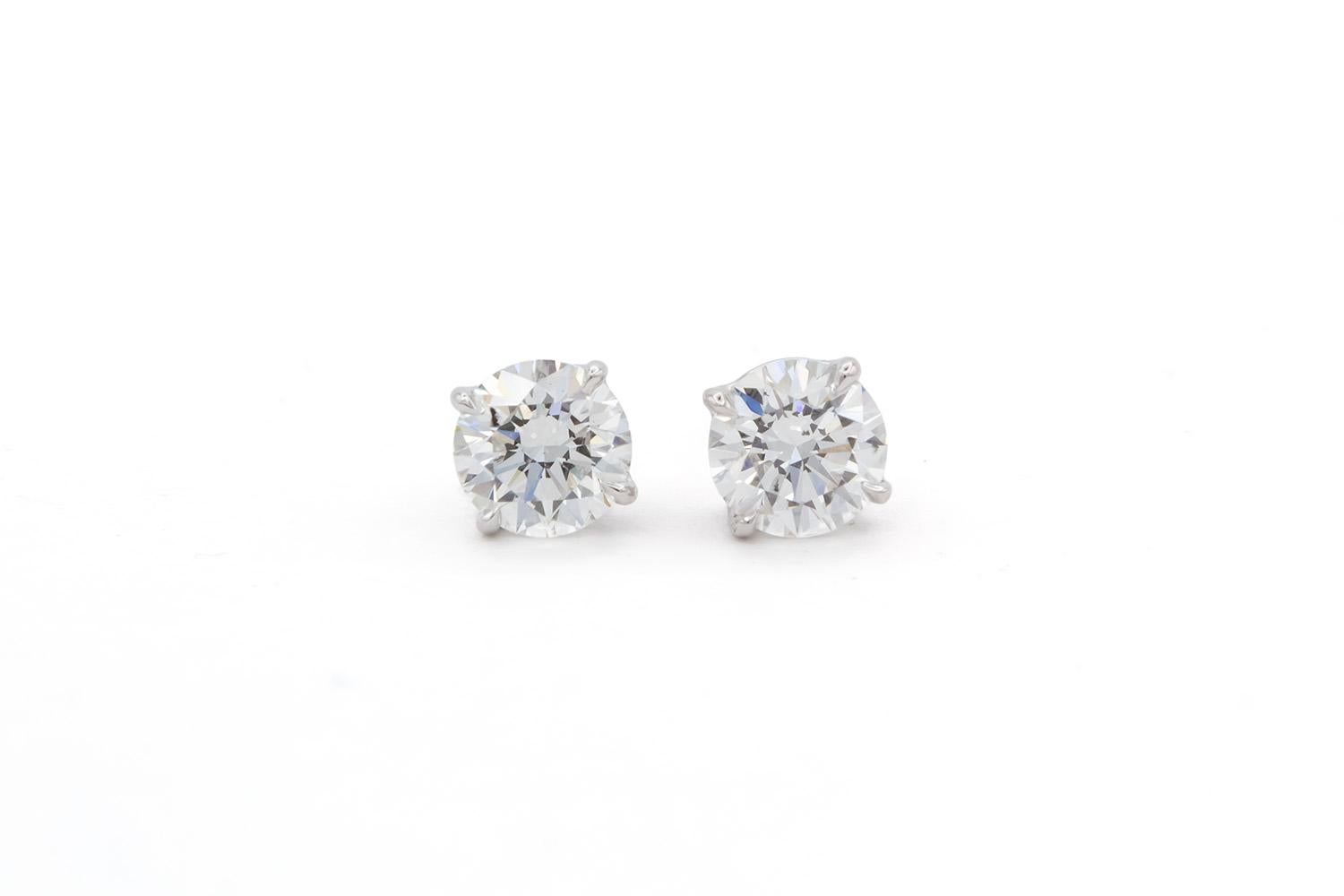 GIA Certified 14K White Gold & Diamond Stud Earrings 1.60ctw Screw Backings For Sale 1