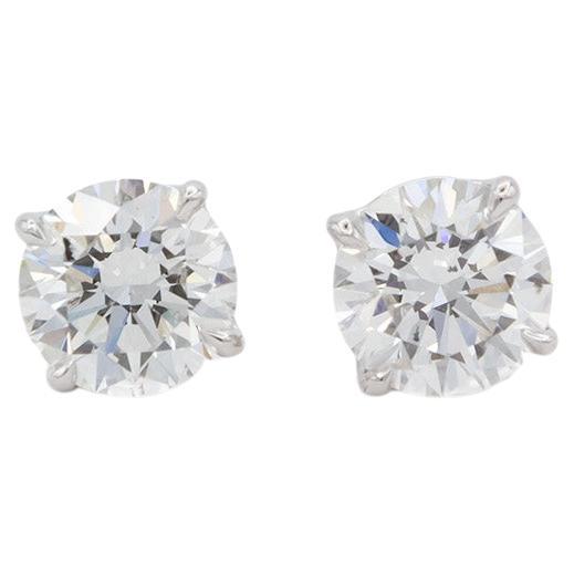 GIA Certified 14K White Gold & Diamond Stud Earrings 1.60ctw Screw Backings For Sale