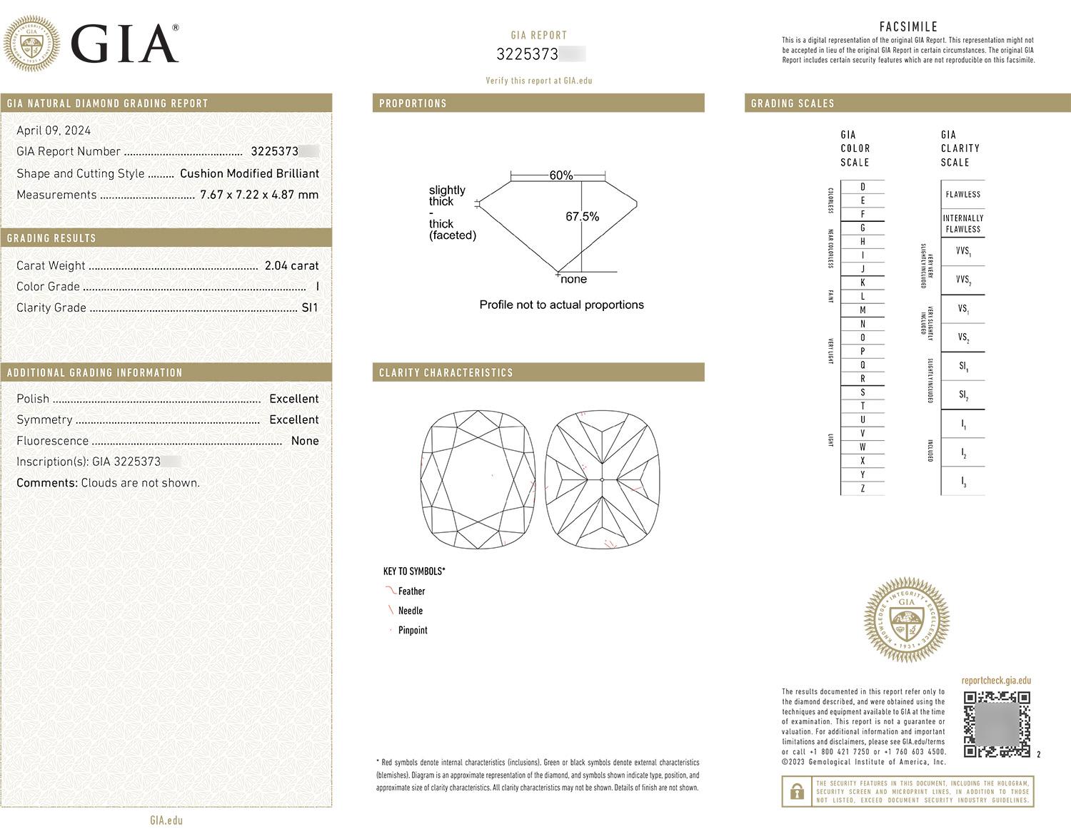 GIA-zertifizierter 14k Weißgold Diamant-Verlobungsring mit drei Steinen im Kissenschliff 2,54 ctw im Angebot 6