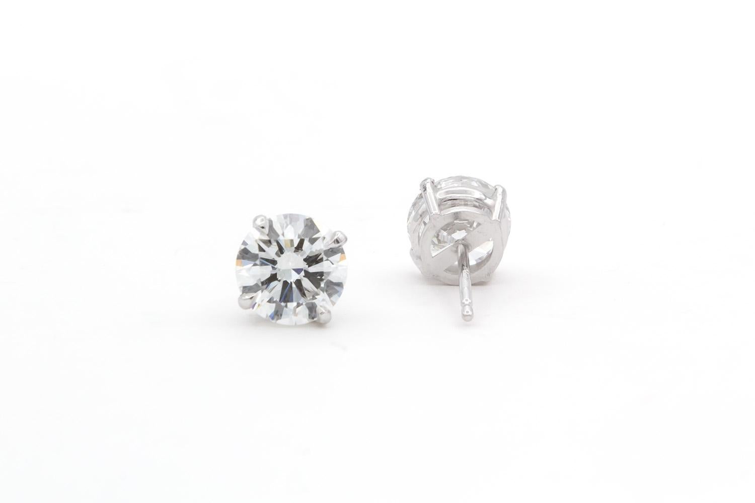 GIA Certified 14k White Gold & Round Brilliant Cut Diamond Stud Earrings 2.29ctw For Sale 4