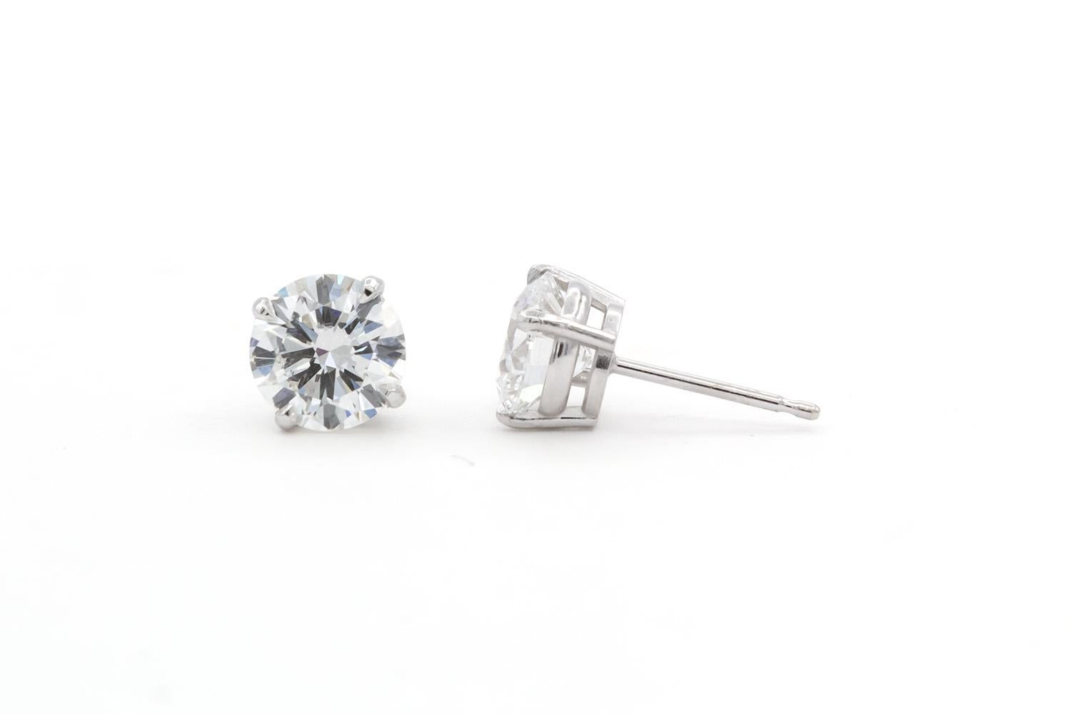 GIA Certified 14k White Gold & Round Brilliant Cut Diamond Stud Earrings 2.29ctw For Sale 3