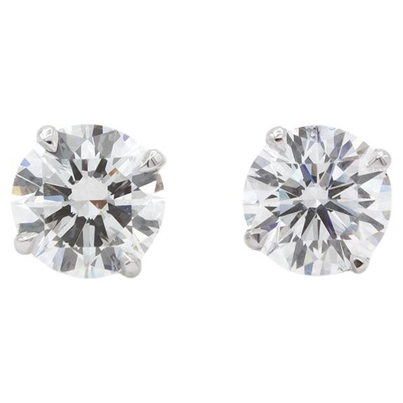 GIA Certified 14k White Gold & Round Brilliant Cut Diamond Stud Earrings 2.29ctw