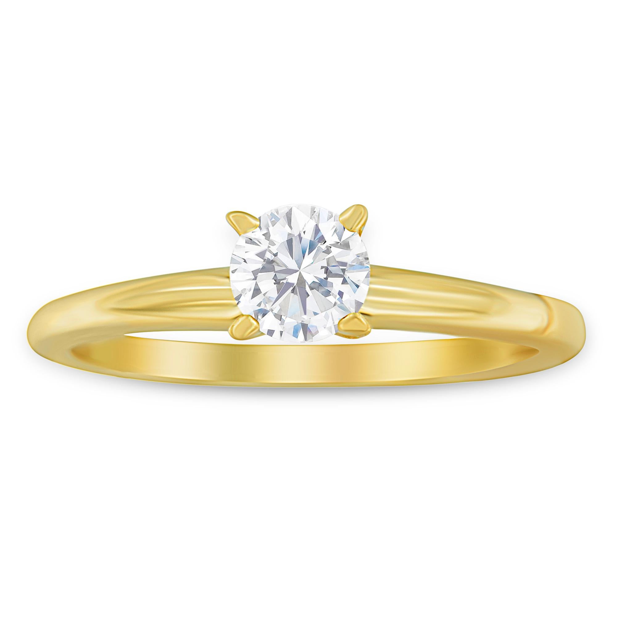 Contemporary GIA Certified 14K Yellow Gold 1/2 Carat Diamond Solitaire Engagement Ring For Sale