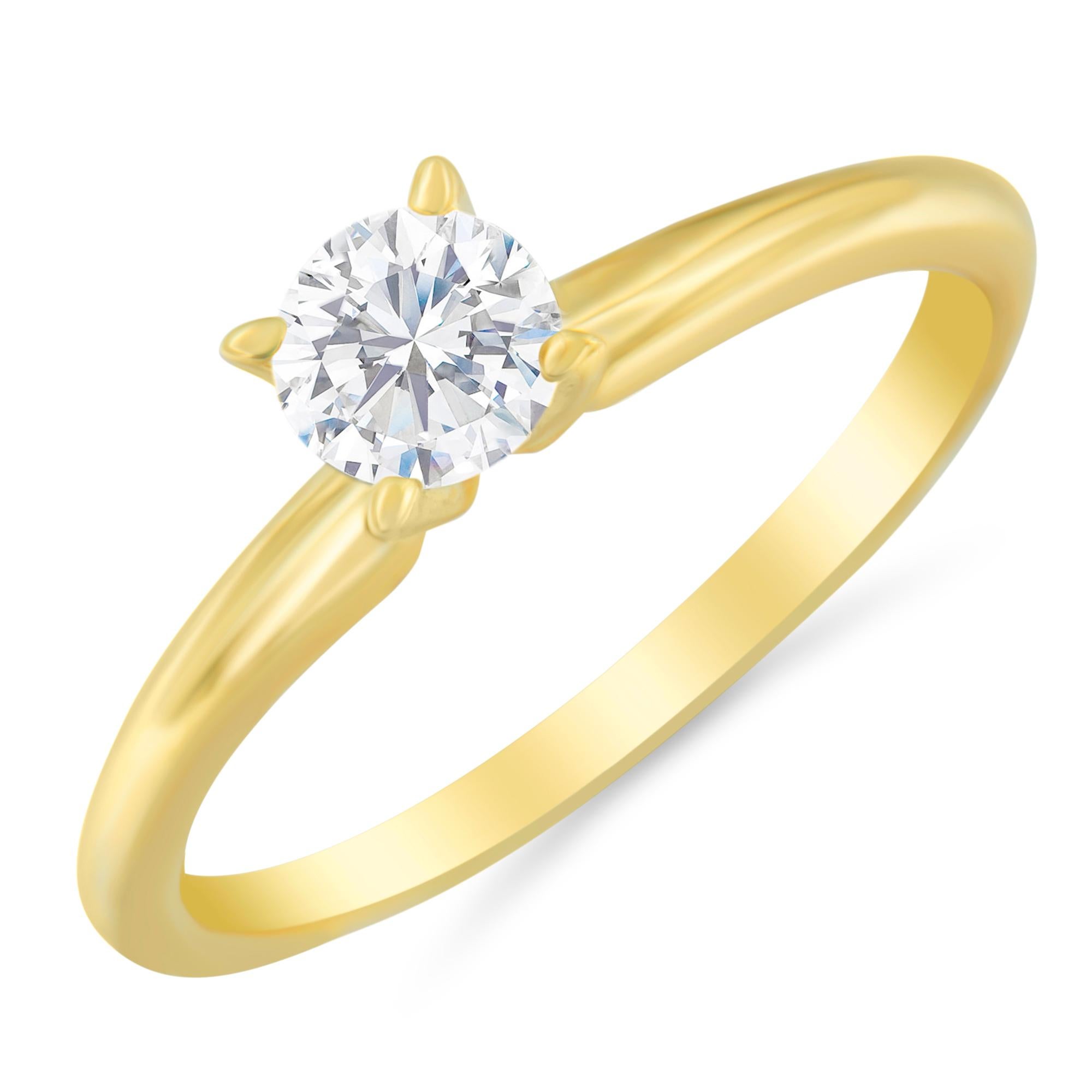 Women's GIA Certified 14K Yellow Gold 1/2 Carat Diamond Solitaire Engagement Ring For Sale