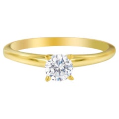 Bague de fiançailles solitaire en or jaune 14 carats avec diamants de 1/2 carat certifiés par le GIA
