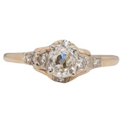 GIA Certified 14k Yellow Gold .82 Carat Cushion Diamond Engagement Ring 