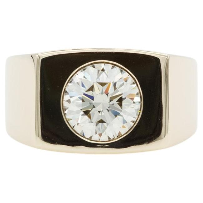 GIA zertifiziert 14k Gelbgold und Diamant Herren Solitär Siegelring 5,11ct