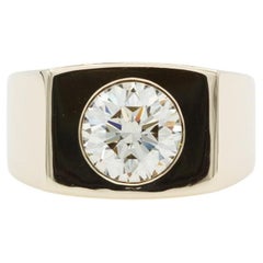 GIA zertifiziert 14k Gelbgold und Diamant Herren Solitär Siegelring 5,11ct