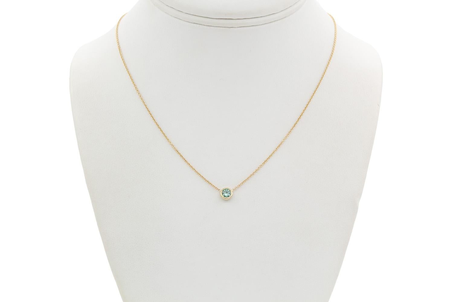 Collier pendentif en or jaune 14 carats et diamants verts et diamants verts certifiés GIA 0,32 carat en vente 5