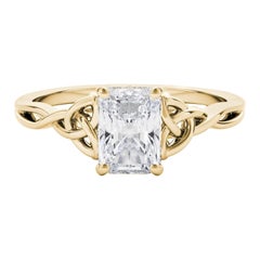 GIA Certified 1.5 Carat Celtic Knot Radiant Solitaire Diamond Ring