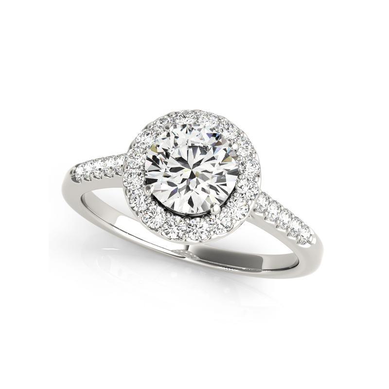 GIA Certified 1.5 Carat Classic Round Halo Cathedral Diamond Ring