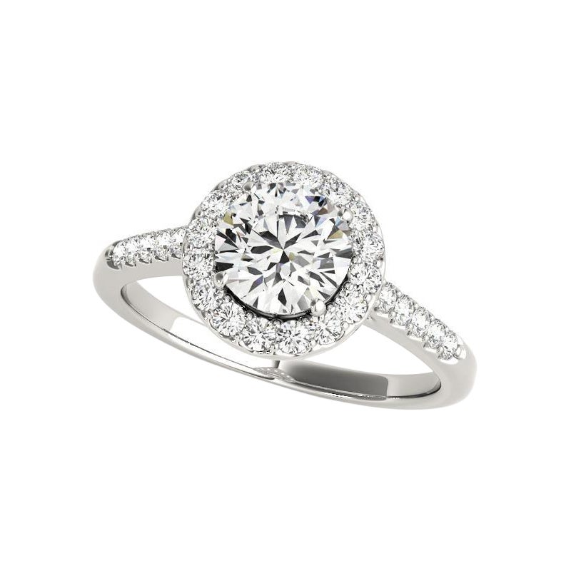 GIA Certified 1,5 Carat Classic Round Halo Cathedral Diamond Ring