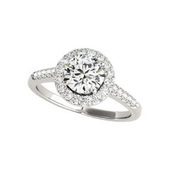 GIA Certified 1,5 Carat Classic Round Halo Cathedral Diamond Ring