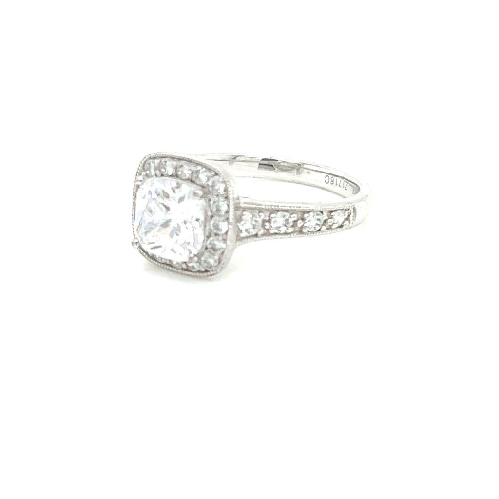 For Sale:  GIA Certified 1.5 Carat Cushion cut Diamond Ring in Platinum 2