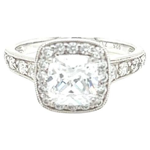 GIA Certified 1.5 Carat Cushion cut Diamond Ring in Platinum