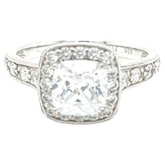 GIA Certified 1.5 Carat Cushion cut Diamond Ring in Platinum