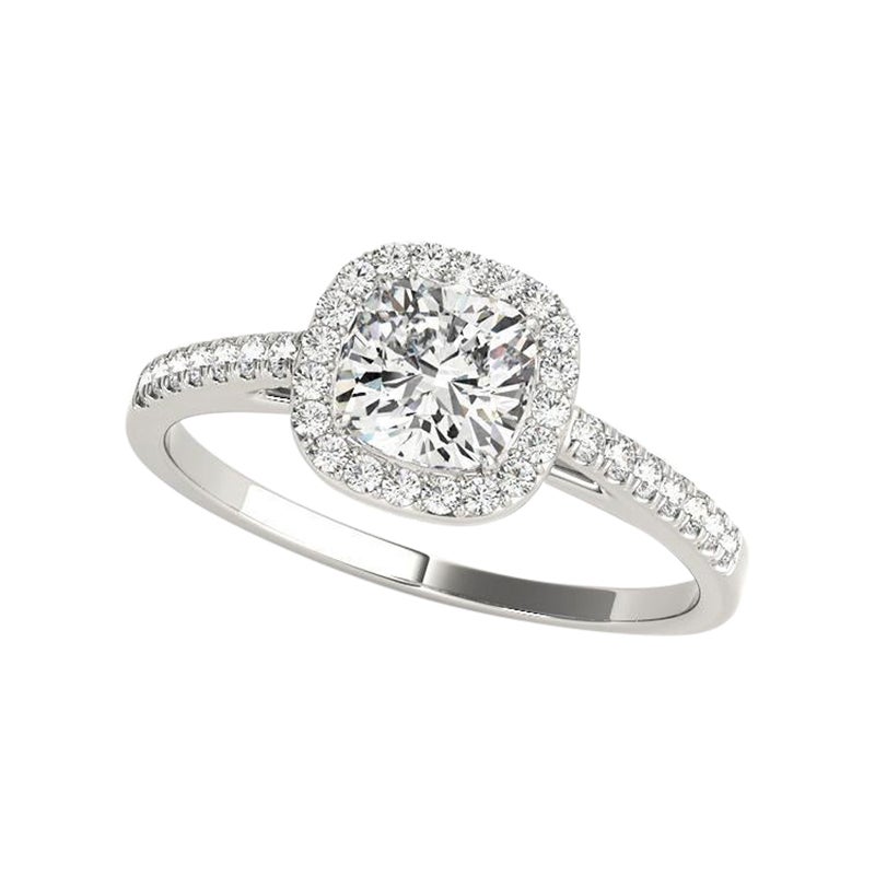 GIA Certified 1.5 Carat Cushion Halo Cathedral Pave Platinum Diamond Ring