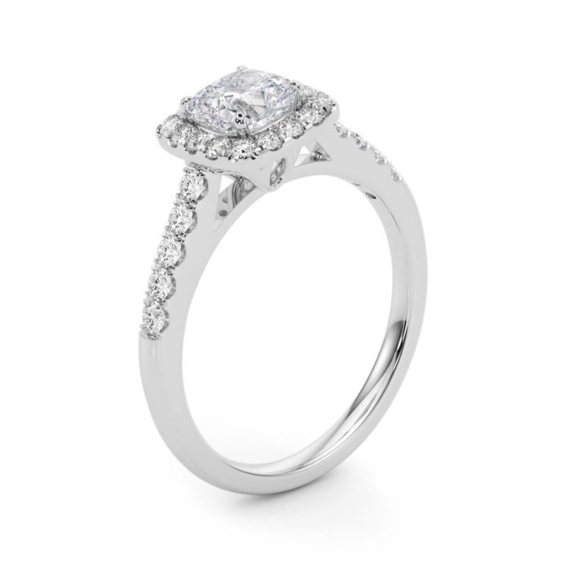 Donna GIA Certified 1.5 Carat Cushion Halo Pave Cathedral Diamond Ring in vendita