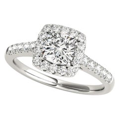 GIA Certified 1.5 Carat Cushion Halo Pave Cathedral Diamond Ring