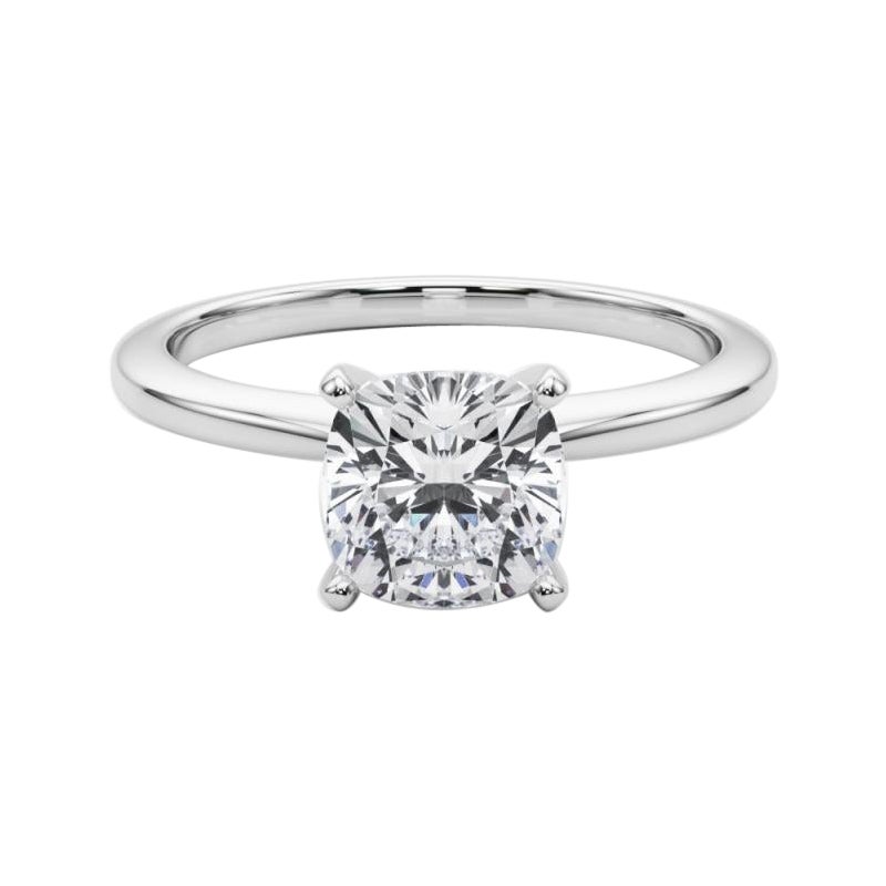 GIA Certified 1.5 Carat Cushion Prong Set Solitaire Platinum Diamond Ring