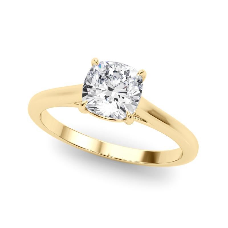 Taille coussin Bague à diamant cathédrale certifiée GIA, solitaire coussin de 1.5 carat en vente