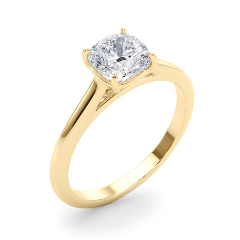 Bague à diamant cathédrale certifiée GIA, solitaire coussin de 1.5 carat Pour femmes en vente