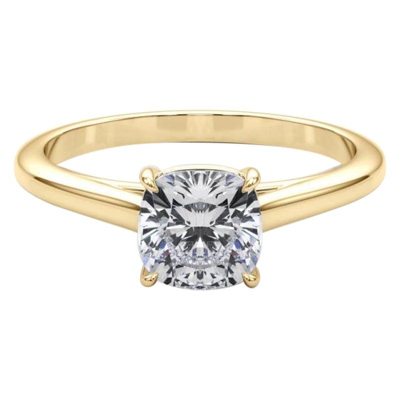 GIA Certified 1.5 Carat Cushion Solitaire Cathedral Diamond Ring