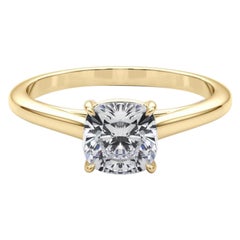 GIA Certified 1.5 Carat Cushion Solitaire Cathedral Diamond Ring