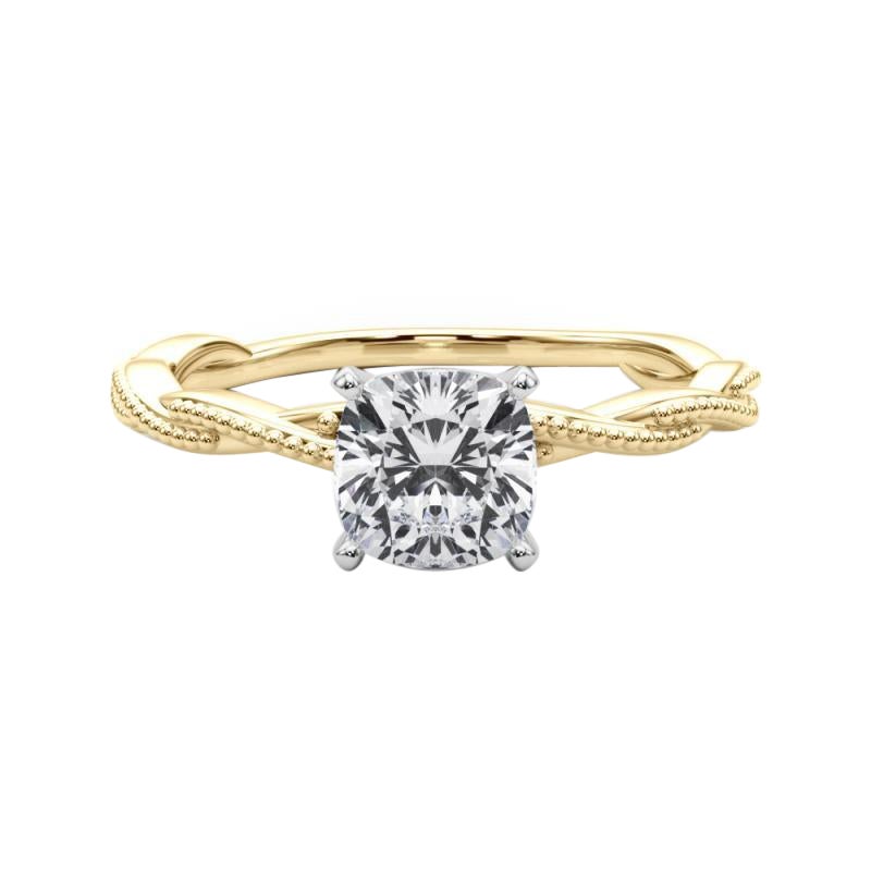 Anillo de diamantes con banda trenzada retorcida de 1.5 quilates con certificado GIA
