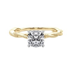 Anillo de diamantes con banda trenzada retorcida de 1.5 quilates con certificado GIA