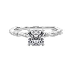Anillo de diamantes en platino con banda trenzada retorcida de 1.5 quilates con certificado GIA