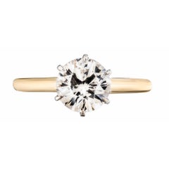 GIA Certified 1.5 Carat Diamond Two Tone Gold Solitaire Engagement Ring