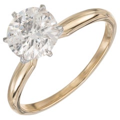 GIA Certified 1.5 Carat Diamond Two Tone Gold Solitaire Engagement Ring 