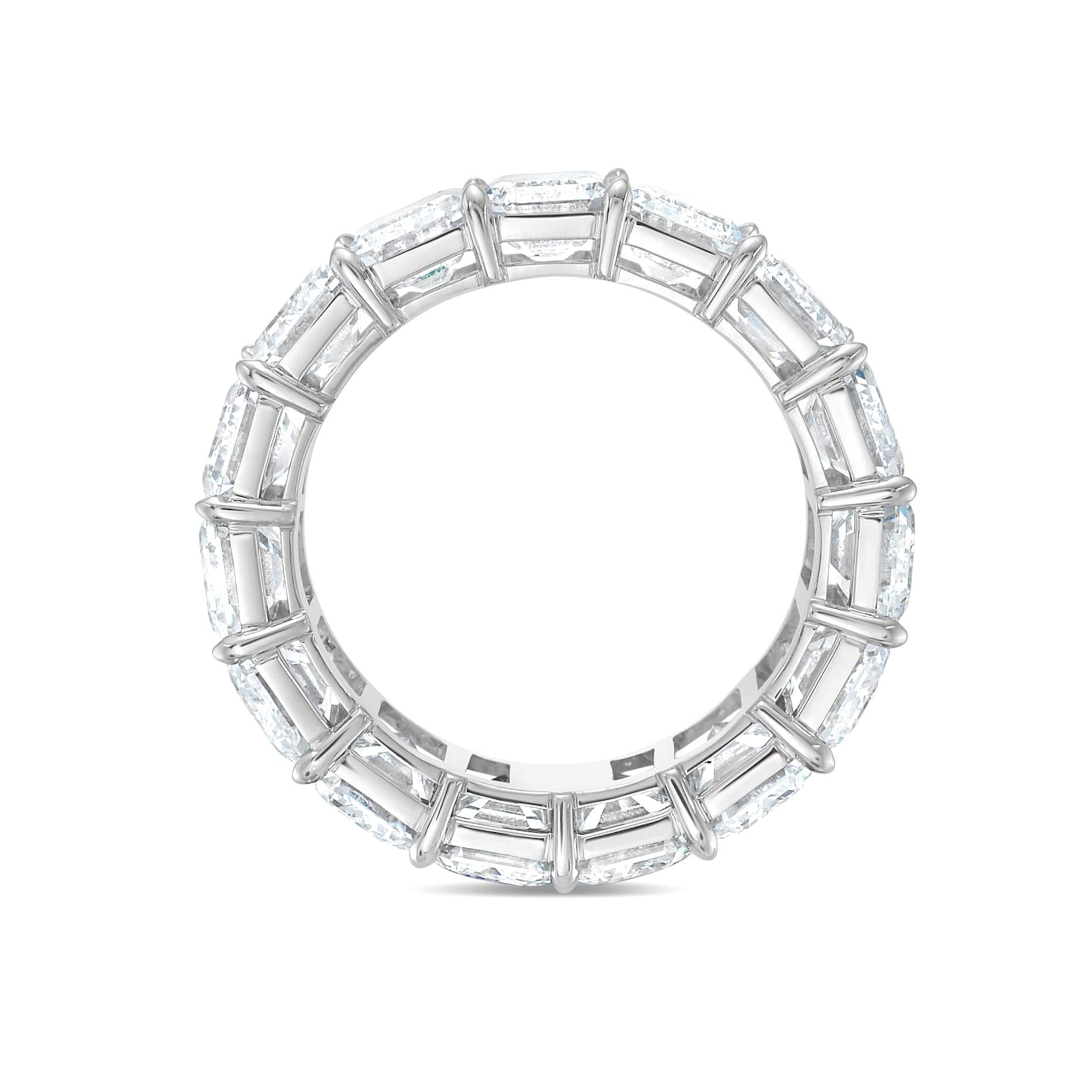 Taglio smeraldo GIA Certified 15 Carat Emerald Cut Eternity Band Ring FLAWLESS TO VS1 DEF COLOR in vendita