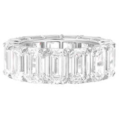 GIA-zertifizierter 15 Karat Smaragdschliff Eternity-Ring FLAWLESS TO VS1 DEF COLOR