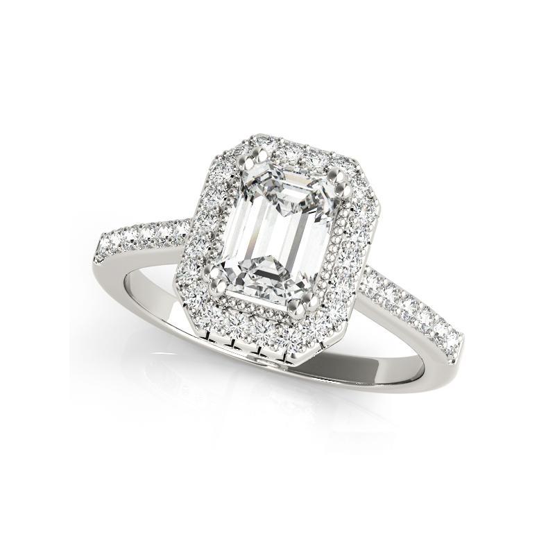 GIA-zertifizierter 1,5-Karat-Smaragddiamant-Halo  Diamantring (Smaragdschliff) im Angebot