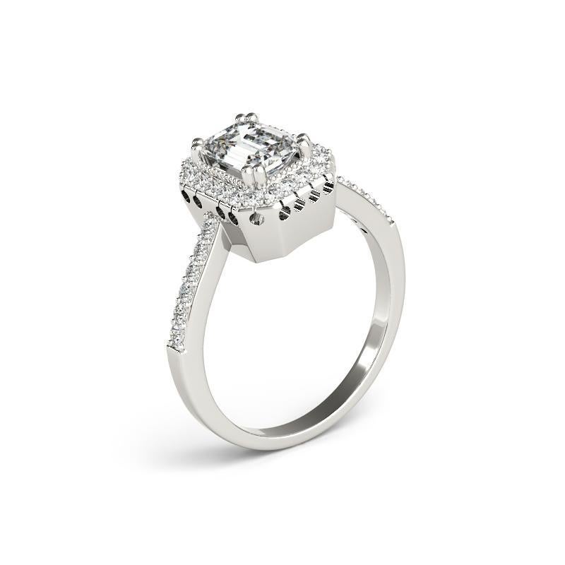 GIA-zertifizierter 1,5-Karat-Smaragddiamant-Halo  Diamantring Damen im Angebot