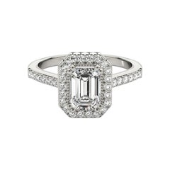 GIA-zertifizierter 1,5-Karat-Smaragddiamant-Halo  Diamantring