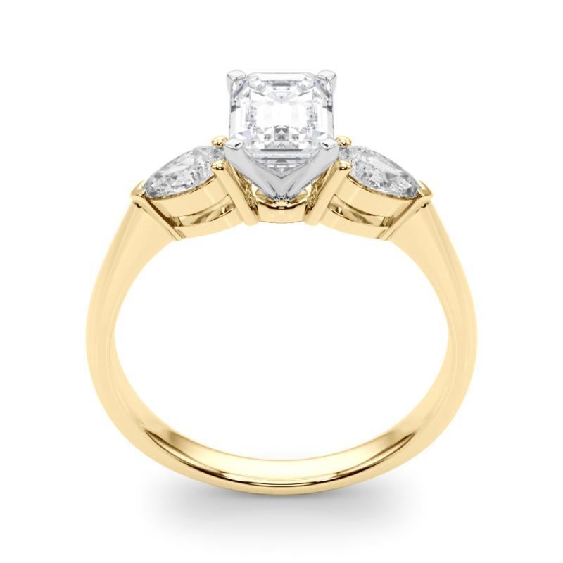 Donna GIA Certified 1,5 Carat Emerald East-West Three-Stone Diamond Ring in vendita