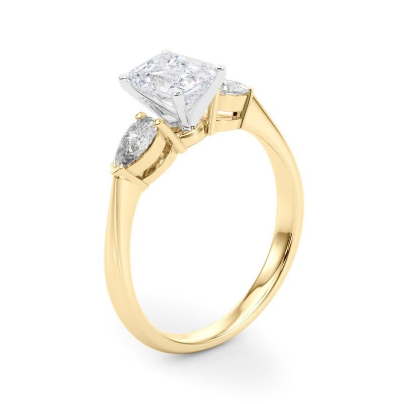 GIA Certified 1,5 Carat Emerald East-West Three-Stone Diamond Ring in vendita 1