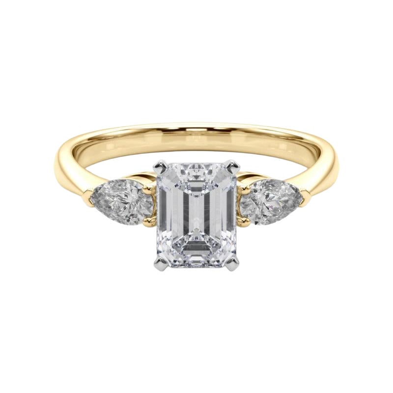 GIA Certified 1.5 Carat Emerald East-West Three-Stone Diamond Ring
