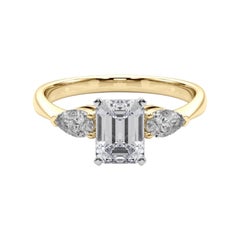 GIA Certified 1.5 Carat Emerald East-West Three-Stone Diamond Ring
