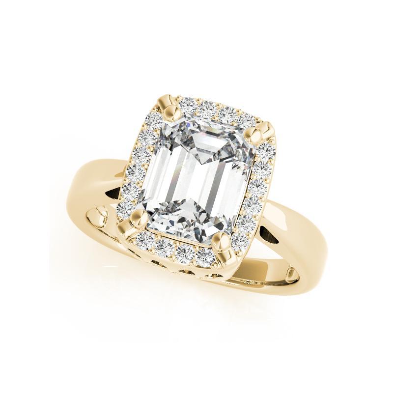 Taille émeraude Bague en or jaune 18 carats certifiée GIA et ornée d'un halo d'émeraude antique de 1,5 carat en vente