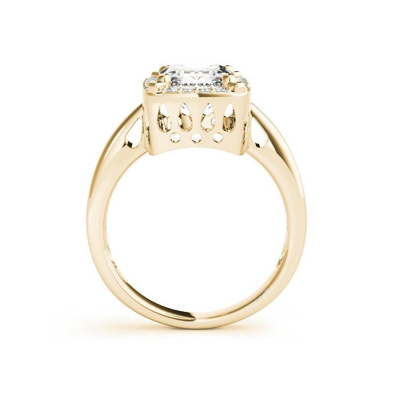 Bague en or jaune 18 carats certifiée GIA et ornée d'un halo d'émeraude antique de 1,5 carat Neuf - En vente à New York, NY