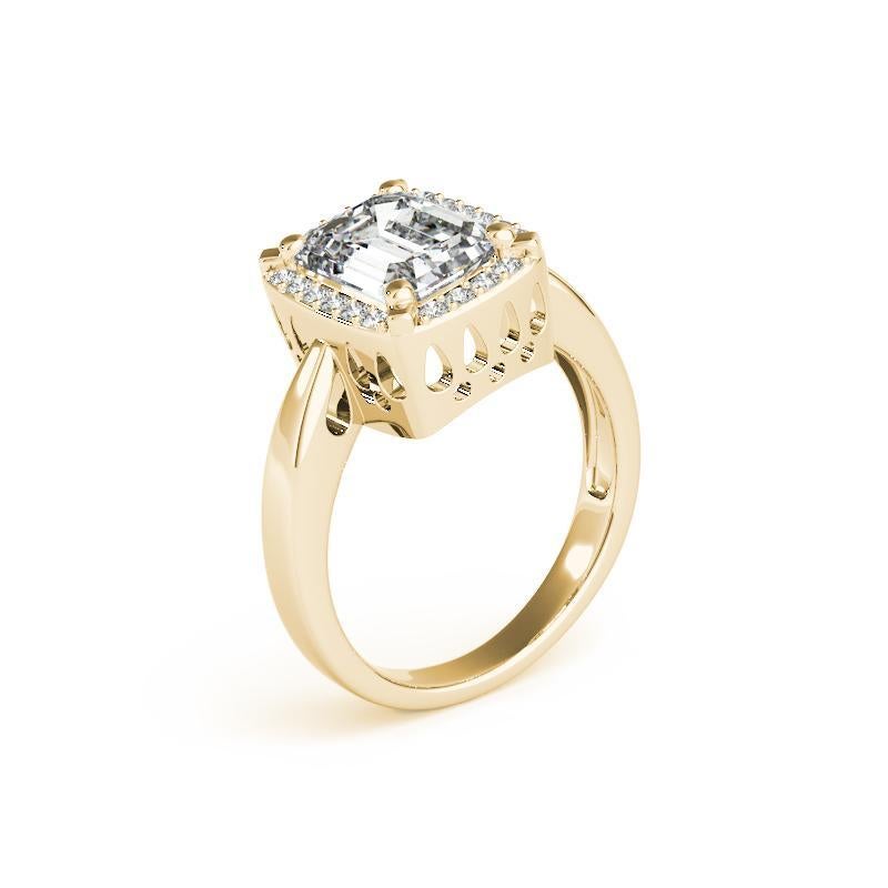 Bague en or jaune 18 carats certifiée GIA et ornée d'un halo d'émeraude antique de 1,5 carat Pour femmes en vente