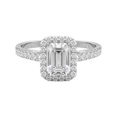 GIA zertifiziert 1,5 Karat Smaragd Halo Pave 18K Weißgold Diamant Ring