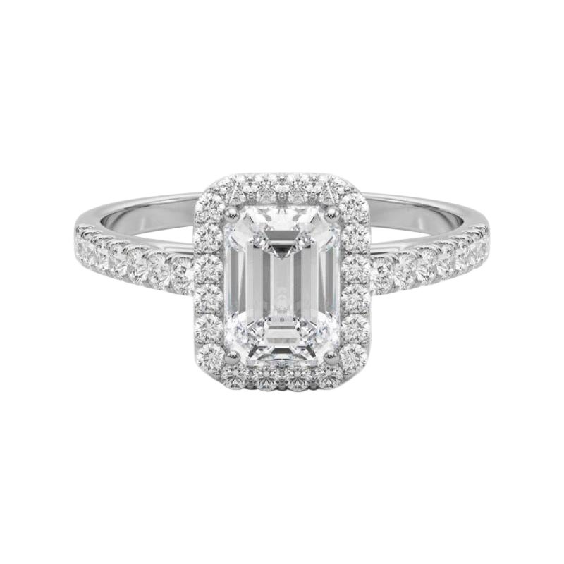 GIA zertifiziert 1.5 Karat Smaragd Halo Pave  Diamantring