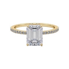 GIA zertifiziert 1.5 Karat Smaragd versteckt Halo Pave Band Diamantring